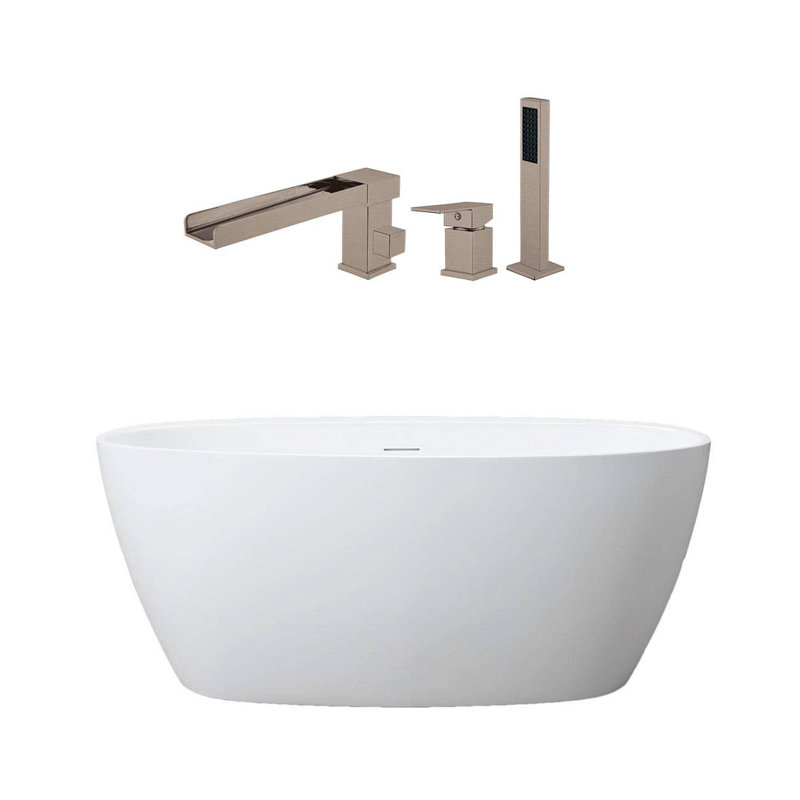x Bathtub, White/Brushed Nickel Drain/Fixtures