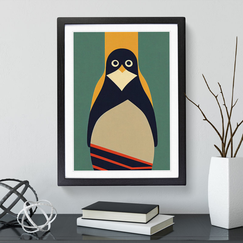 Modern Abstract Penguin No.4 - Framed Print, Black, 64cm H x 46cm W x 2cm D