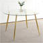 Table en verre moderne simple de 47,2 po, matériau en métal de verre trempé de haute qualité, pieds plaqués or, convient pour la cuisine de restaurant (ensemble de 1)