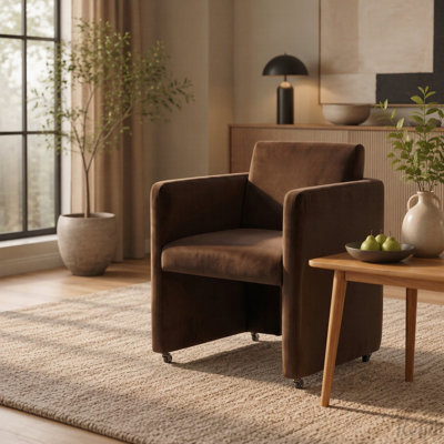 Modern Barrel Dining Chair with Velvet Upholstery