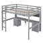 Lit mezzanine gris avec bureau, rangement généreux, tiroirs et armoire de charge-343585212