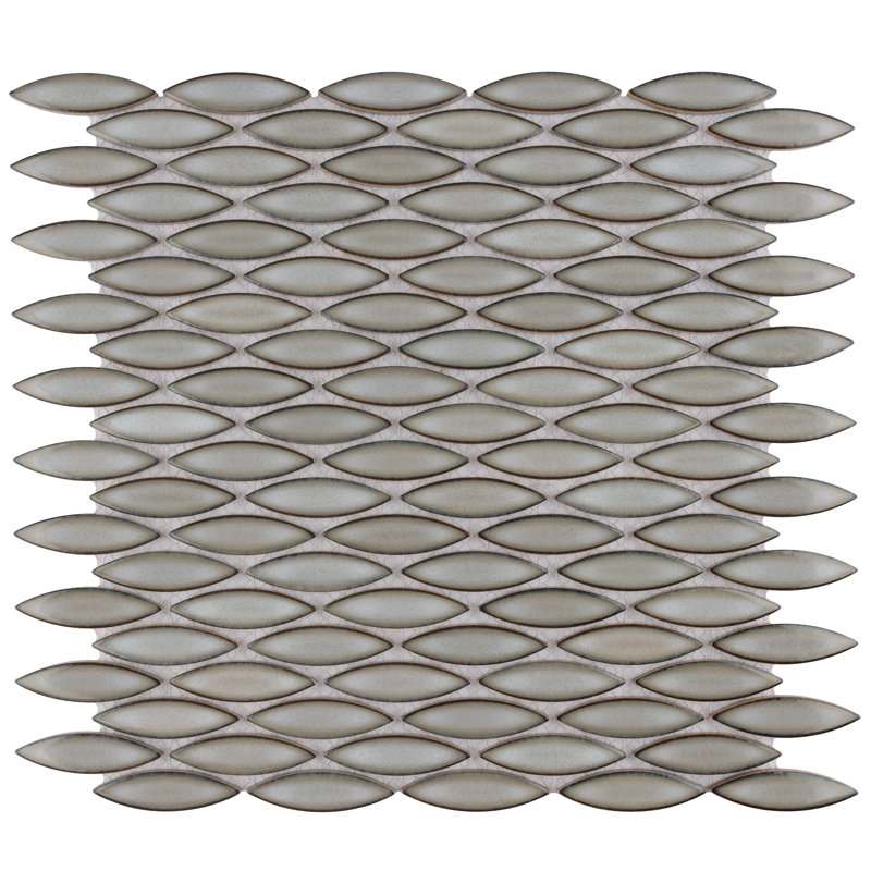 Pescado 0.69" x 2.44" Porcelain Fish Scale Mosaic Wall & Floor Tile, Linen Gray