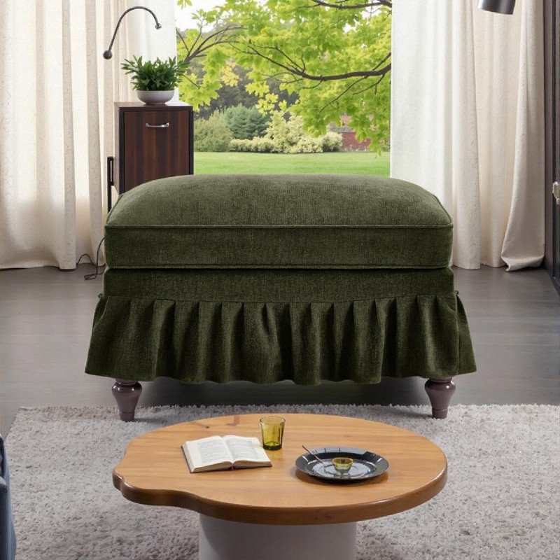 Repose-pieds en chenille 35 po avec jupe amovible, repose-pieds multifonctionnel et table basse A devant, Vert