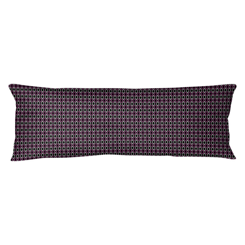 Coussin lombaire à losanges arrow, Bourre en polyester, Molleton moelleux, Noir / Rose