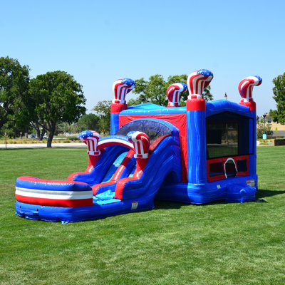 JumpOrange American Boxing Commercial Grade Bounce House Water Slide with Splash Pool (with Blower)