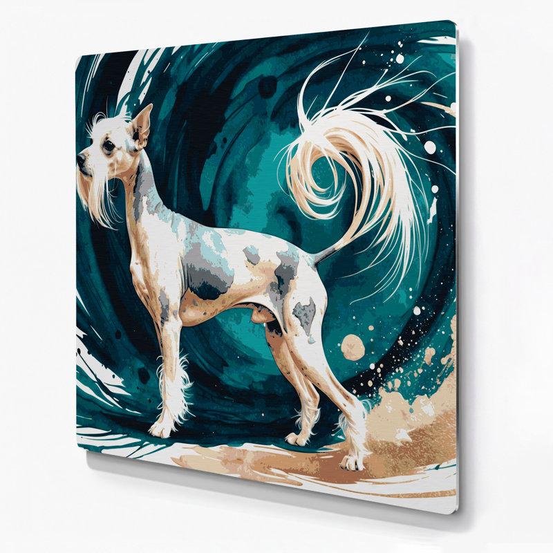 Dogs Chinese Crested Beige Metal Wall Art, 12" H x 12" W