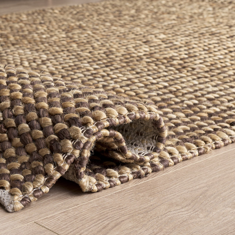 Natural Fibre Couture 110% jute tissé à la main à 80%; Tapis 20% coton sans motif, Rectangulaire 8 pi x 10 pi