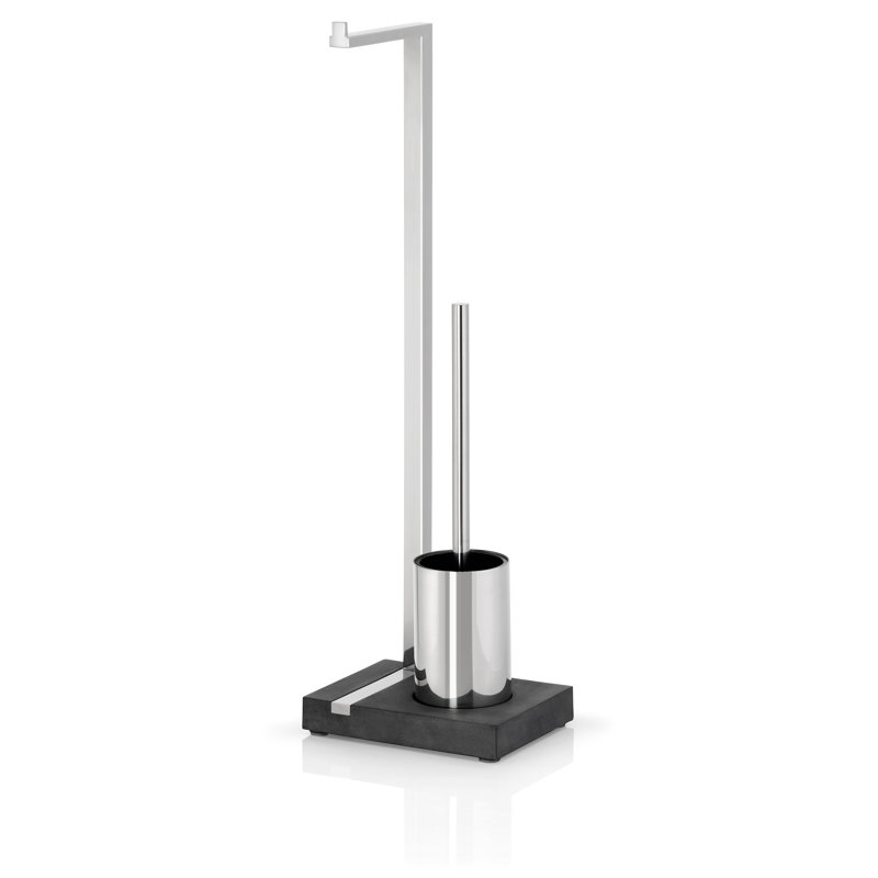 Menoto 25" H Free Standing Toilet Brush Set, Polished Stainless Steel