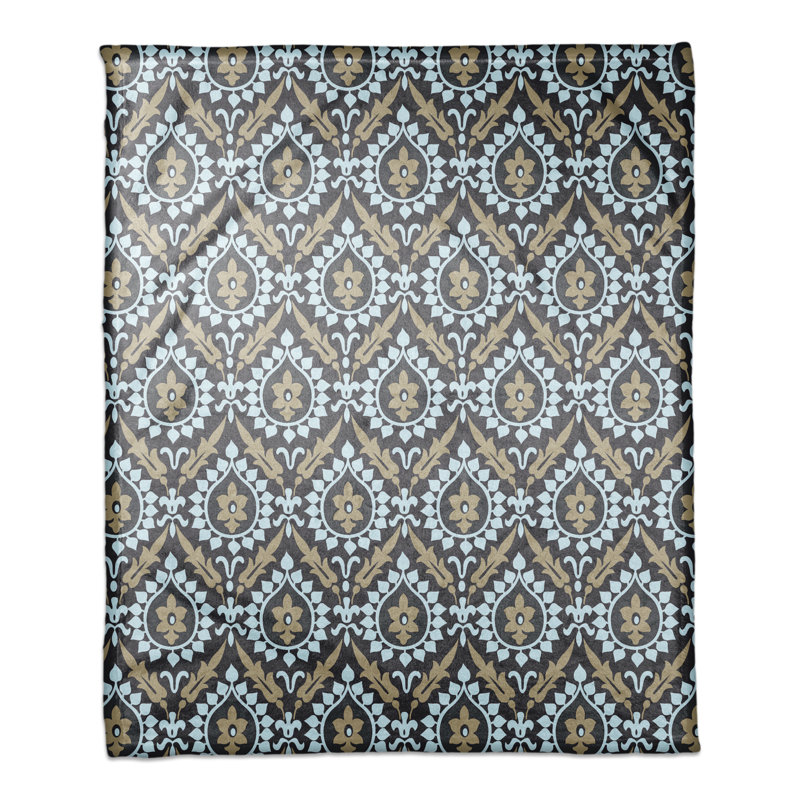 Hand Woven Throw Blanket, Brown/Blue
