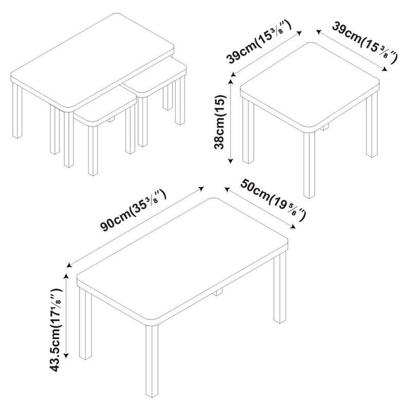 3 - Piece Living Room Table Set, White