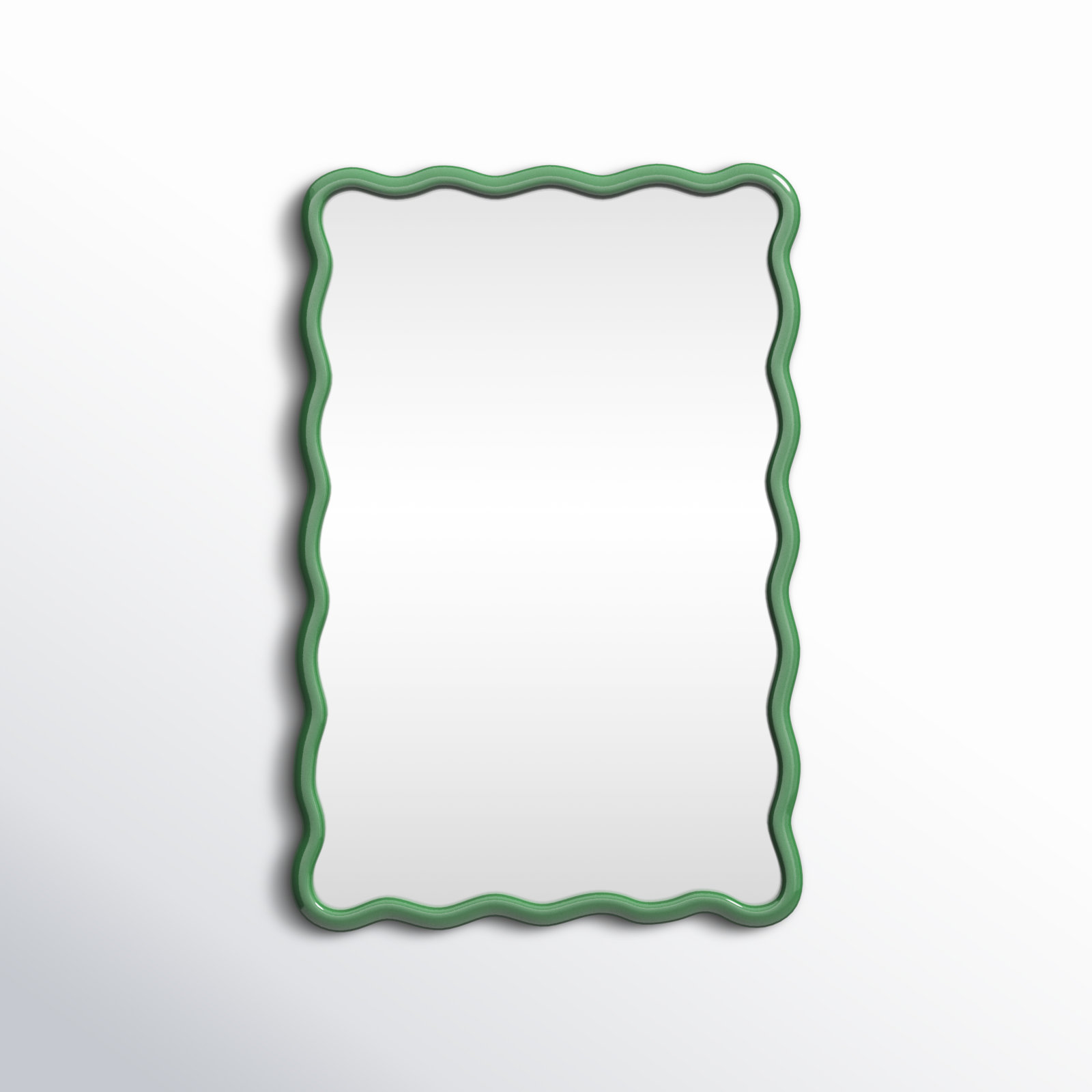 Allurine Solid Wood Wavy Wall Mirror - Green Frame
