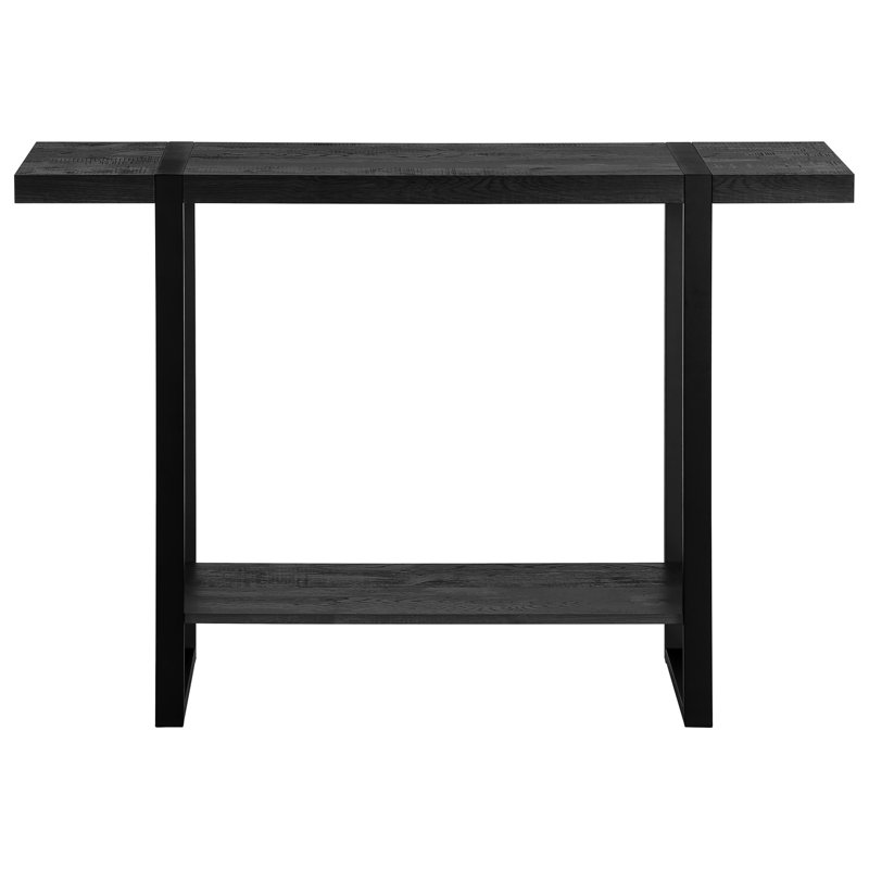 Table d'appoint pour le hall d'entrée en noir - Style contemporain avec pieds en métal, tablette fixe, console de salon et de chambre à coucher de style moderne, tablette de table épaisse,