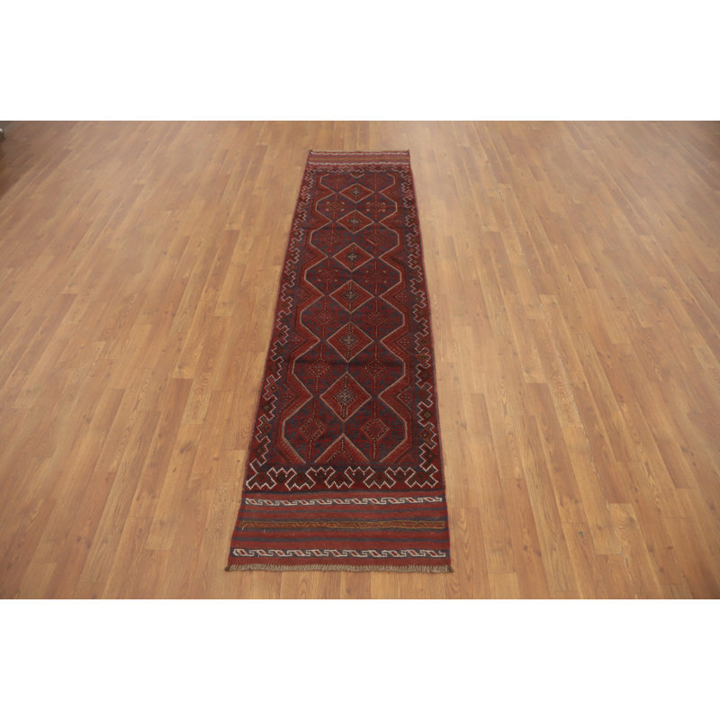 Tapis de couloir unique en laine 8 pi 5 po x 2 pi 2 po rouge