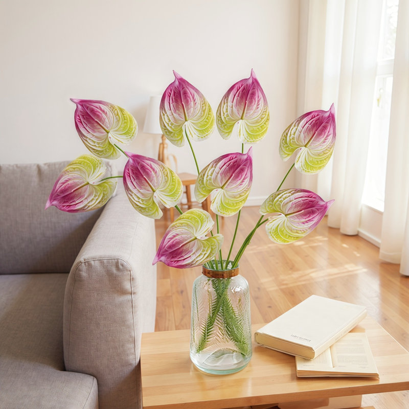 10 pièces artificielles fleurs de lys Anthurium 24 "fausses fleurs tropicales pour bouquets de vase décoration de bureau à domicile