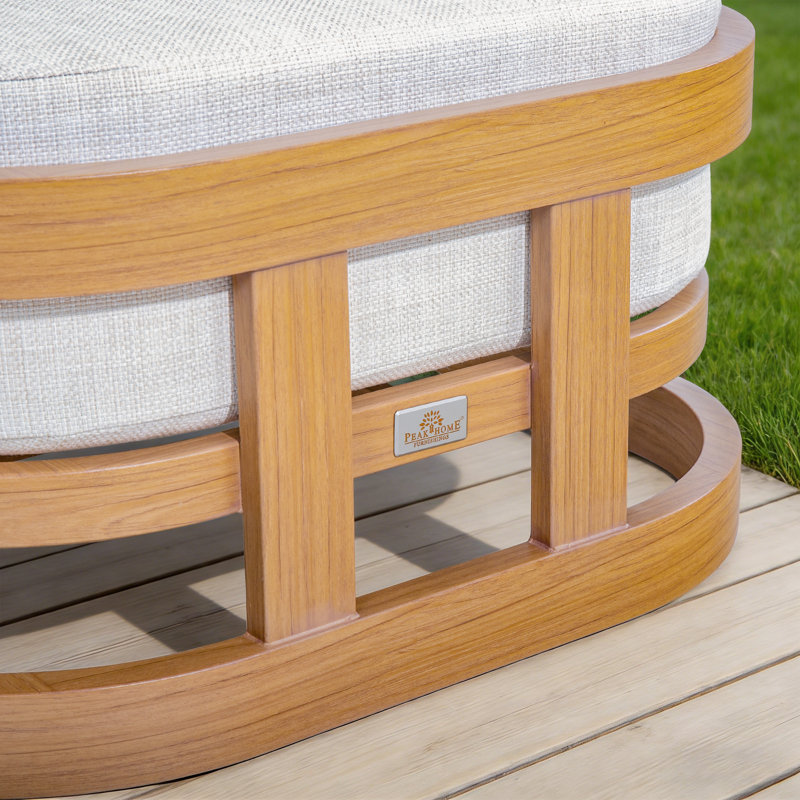 Sereno Patio Aluminum Club Chairs Lounge Chairs With Ottomans And Cushions, Teak