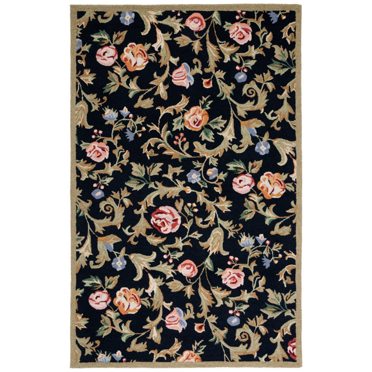 Hollander Hand-Hooked Wool Black Area Rug