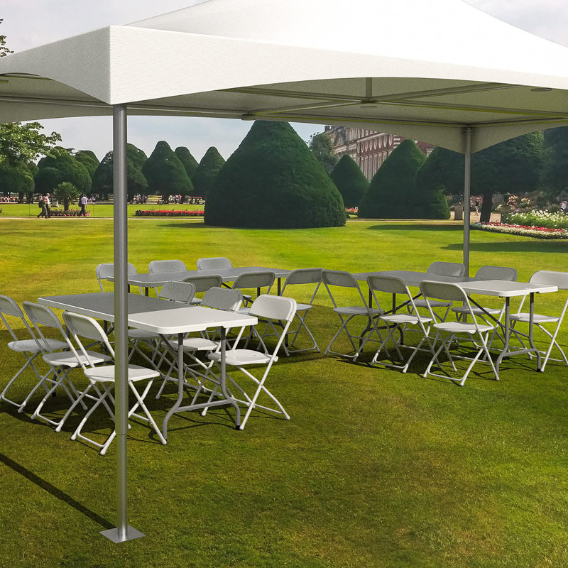 Table de banquet pliable blanche en plastique 6 pi - Utilisation intérieure et extérieure, 29" H x 29" L x 71" D, Noir mat