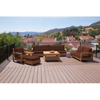 Crelake Teak 7 - Person Patio Conversation Set with Cushions