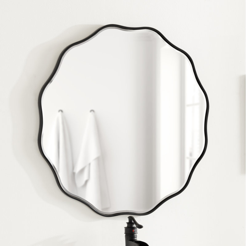 Francina Scalloped Mirror, 26" x 26", Black