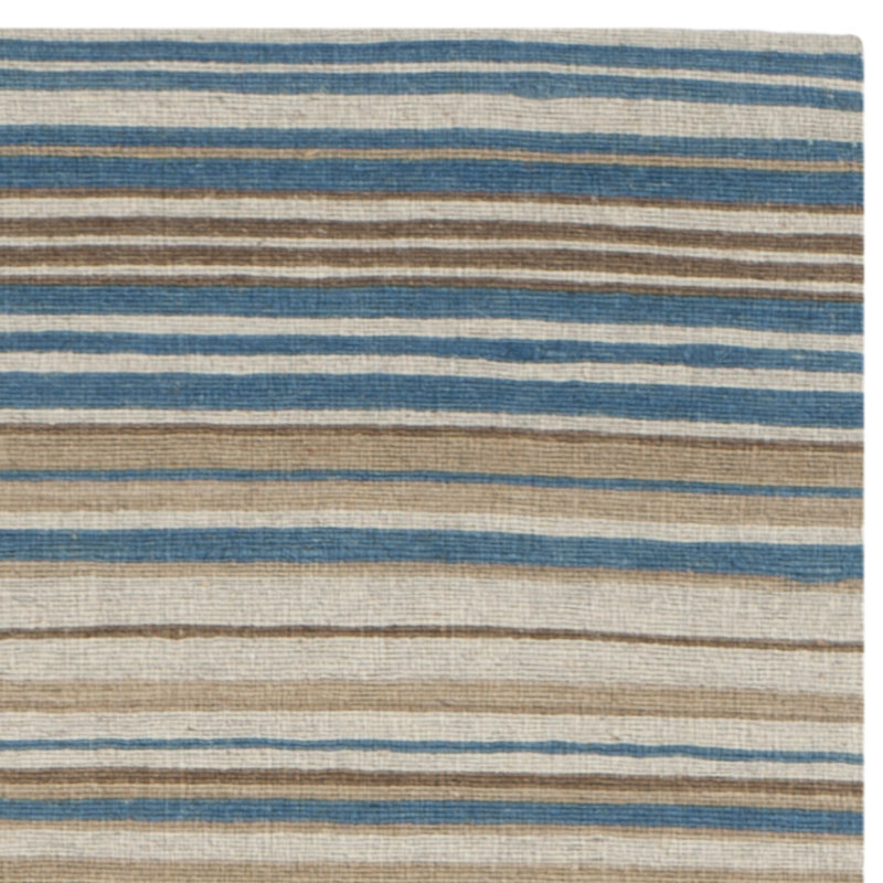 Howardwick Hand Loomed Wool/Cotton Striped Rug in Blue/Beige, Rectangle 3' x 5'