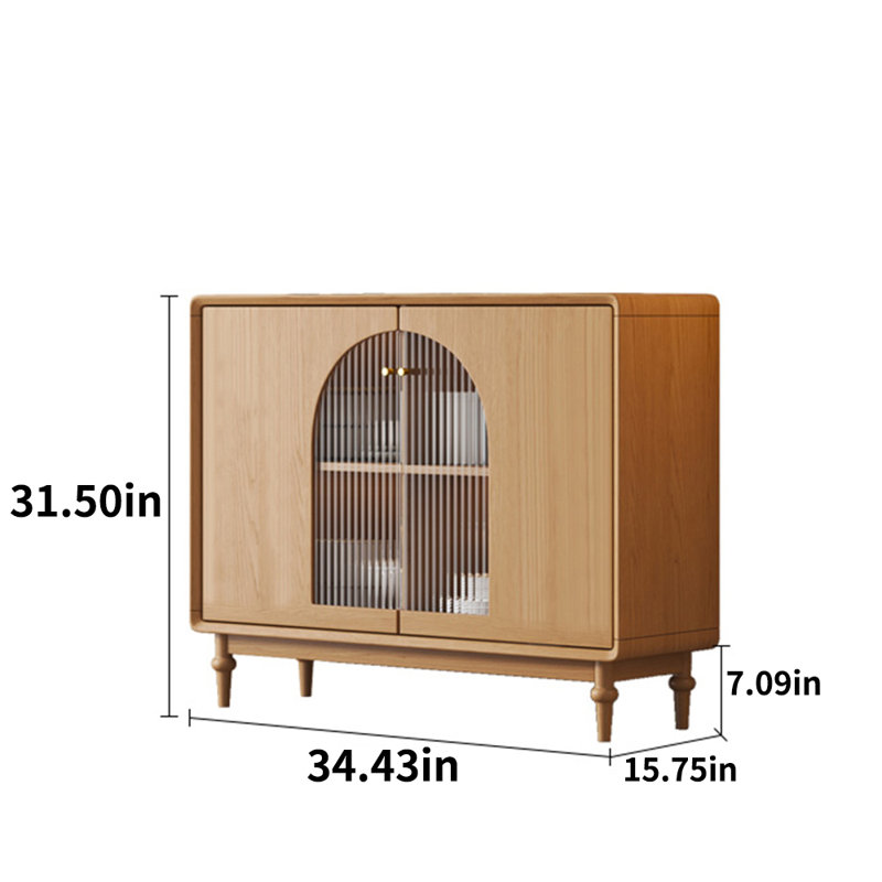 Solid Wood Logs Against The Wall Storage Cabinet Solid Wood Accent Cabinet, 31.5" H x 34.43" W x 15.75" D