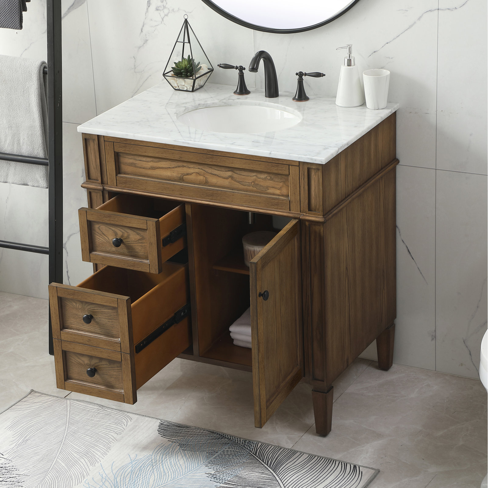 Rivers 32'' Single Bathroom Vanity, Dark Brown