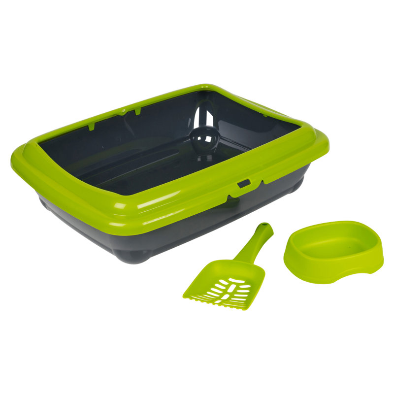 Woodstock Plastic Litter Box, Green/Black