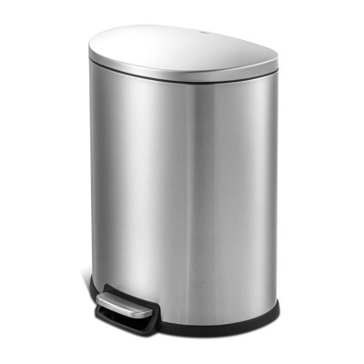 Poubelle à pédale en forme de D 13,2 gallons en acier inoxydable