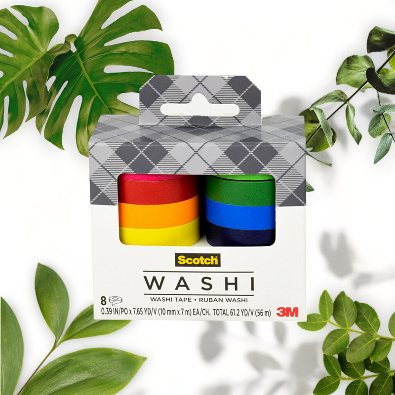 Rainbow Washi Tape Set - 8 Solid Color Rolls