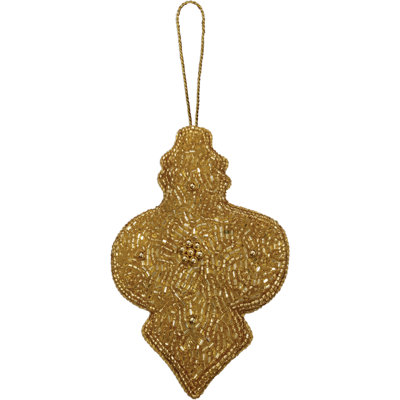 Gold Beaded Ornament - Set of 2