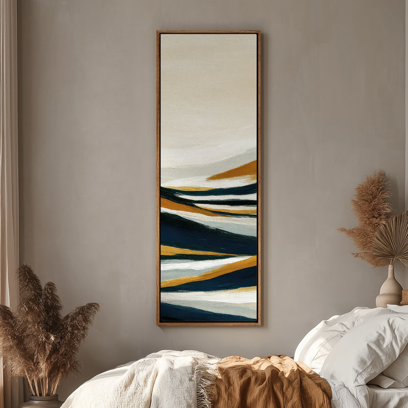 Grande toile murale encadrée, impressions de paysage de montagne marine - 60 po x 20 po, H 60 po x l 20 po, Naturel