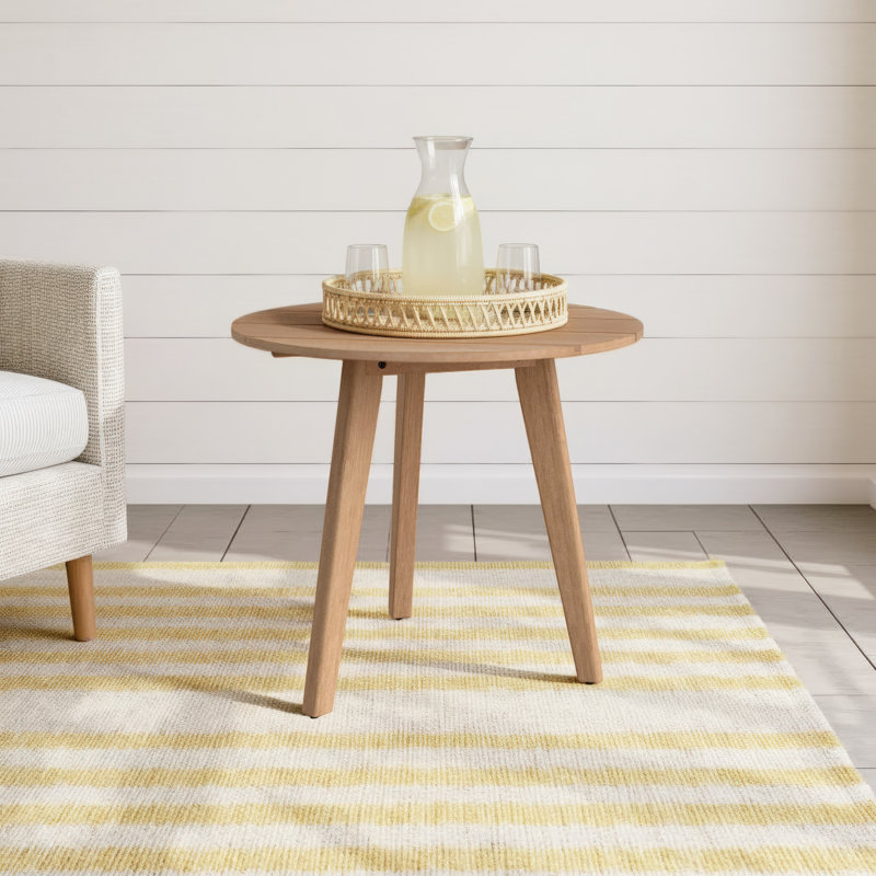 Brayson Round Eucalyptus Outdoor Side Table , 20'' in. W 20'' in. D