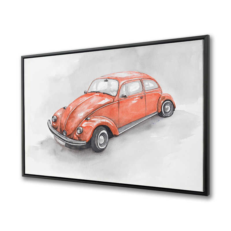 Vintage Red Beetle Canvas | Red Transportation Home Decor