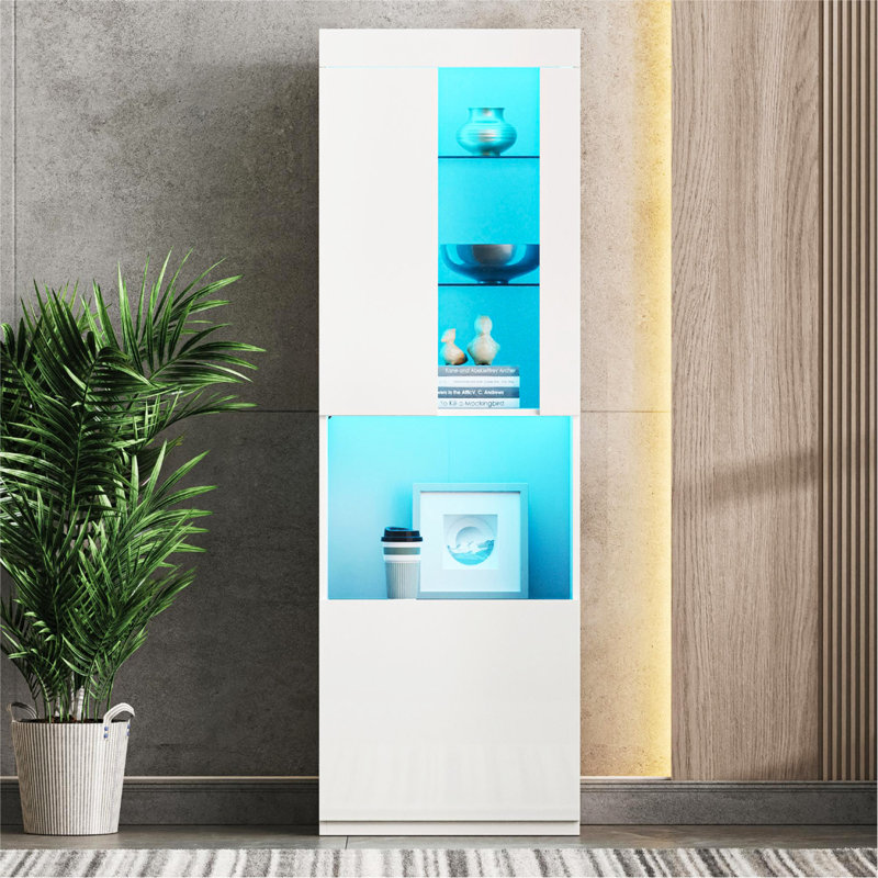 Armoire de rangement ultrabrillante avec lumières DEL, Blanc