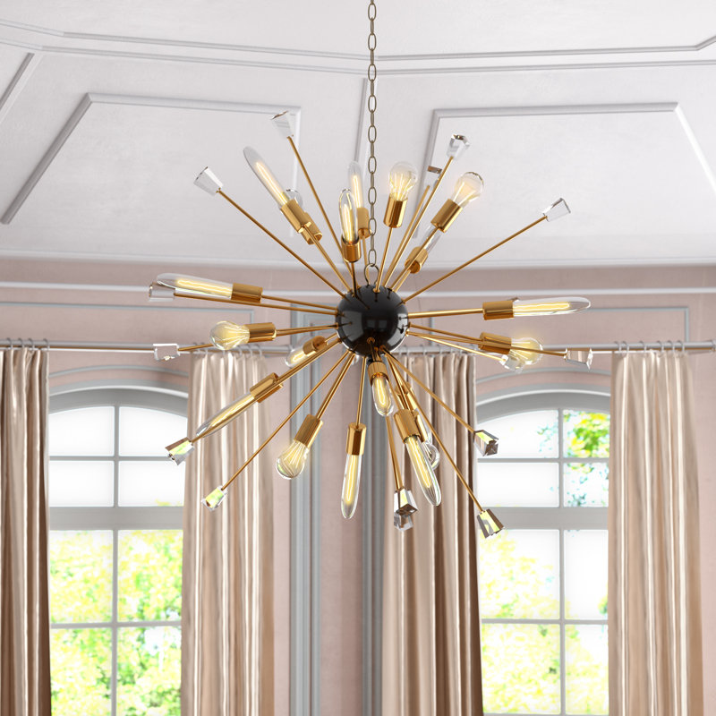 Lustre sphérique spoutnik 24 lumières Kuehl, Or