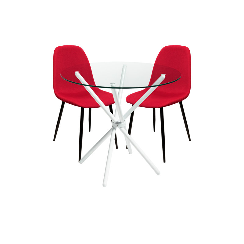 Quintan 2 - Person Dining Set, Black, Red