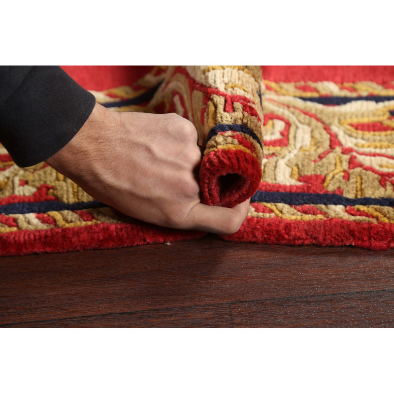 Tapis népalais rouge en laine rouge 4X5