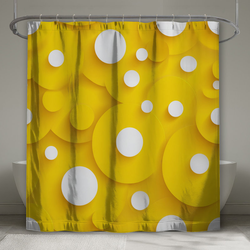 Rideau de douche Bubbles - Décoration de salle de bain abstraite contemporaine, H 93 po x l 70 po, Pois mauve