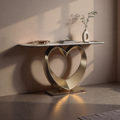 Modern sintered stone semi-circular console table