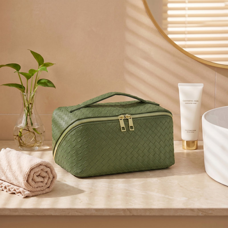 PVC；Polyester；Iron Makeup Organiser, Green