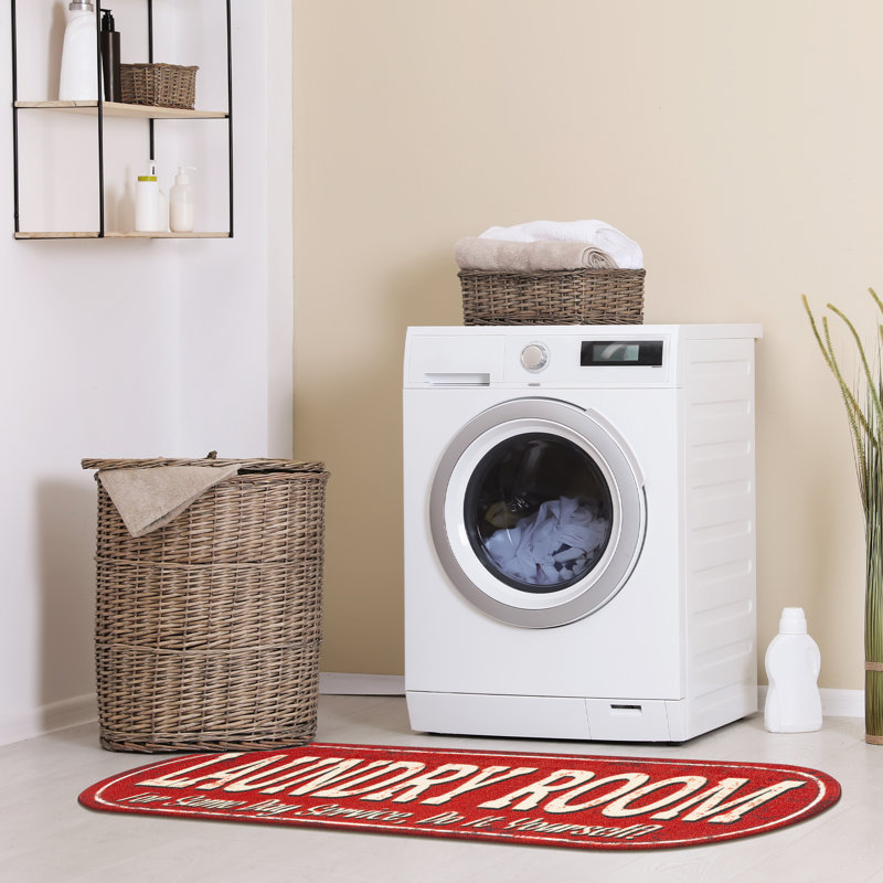 Non-Slip Rubberback Oval Laundry Room Runner Rug