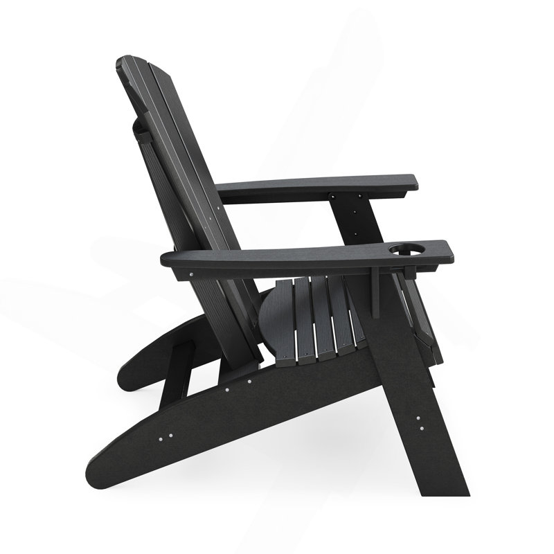 Black Adirondack Chair – Sturdy Hdpe Poly Lumber For Poolside, Patio, and Garden Relaxation, Black