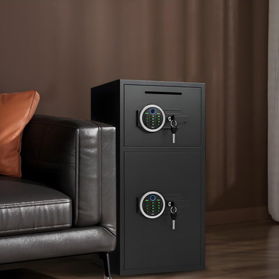 Extra Large Home Safe Box, Fingerprint Safe, Home Security Safes Box With Deposit Slot, Money Safes With Backlit Keypad & Dual Alarm For Home Office