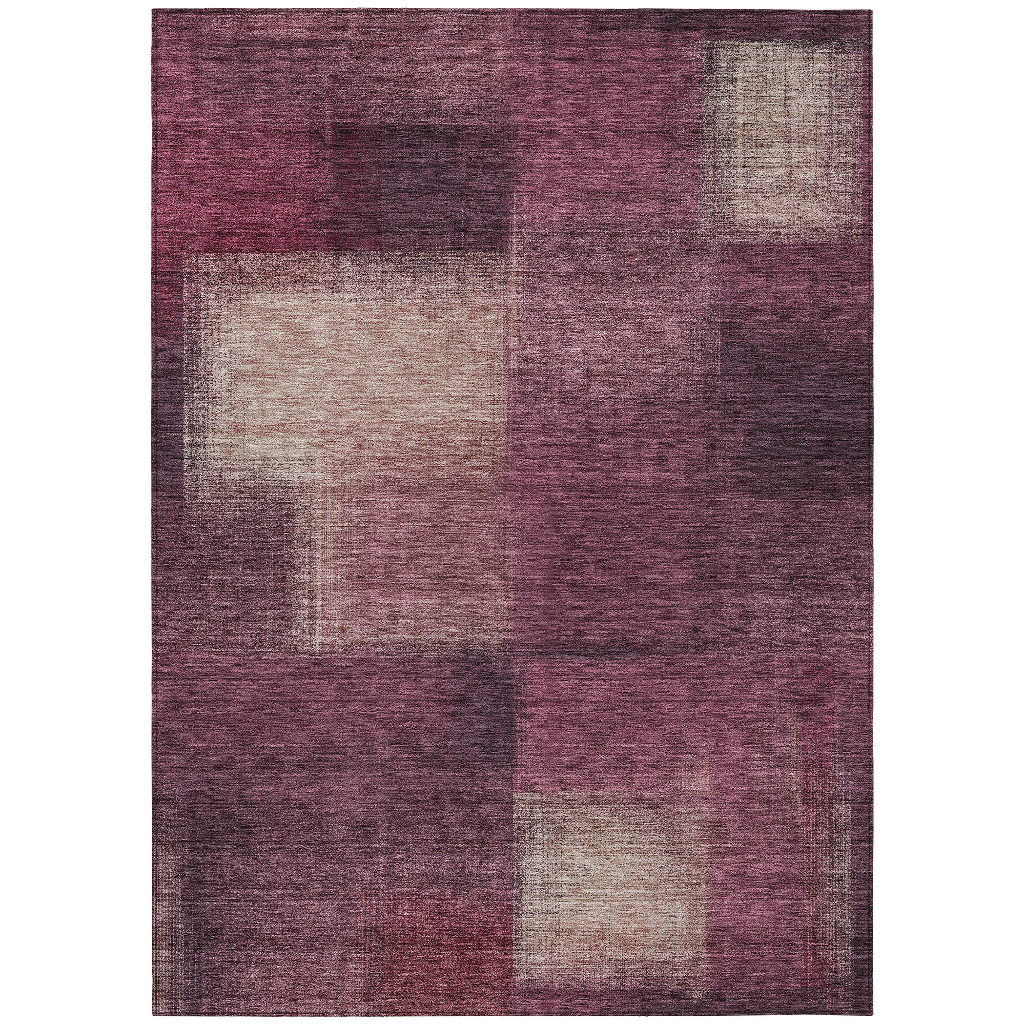 HomeRoots 8' X 10' Plum Mauve And Beige Abstract Washable Indoor ...
