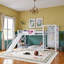 Lit mezzanine simple en métal UnaNidus avec panier de basketball, mur d'escalade et tablettes-1293949363