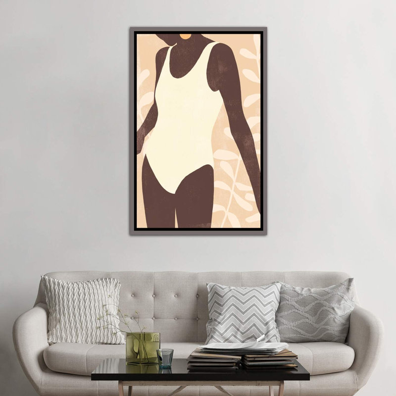 «Sunbather III», reproduction d'art, Cadre en bois rustique foncé, H 60 po x l 40po x P 1,5 po