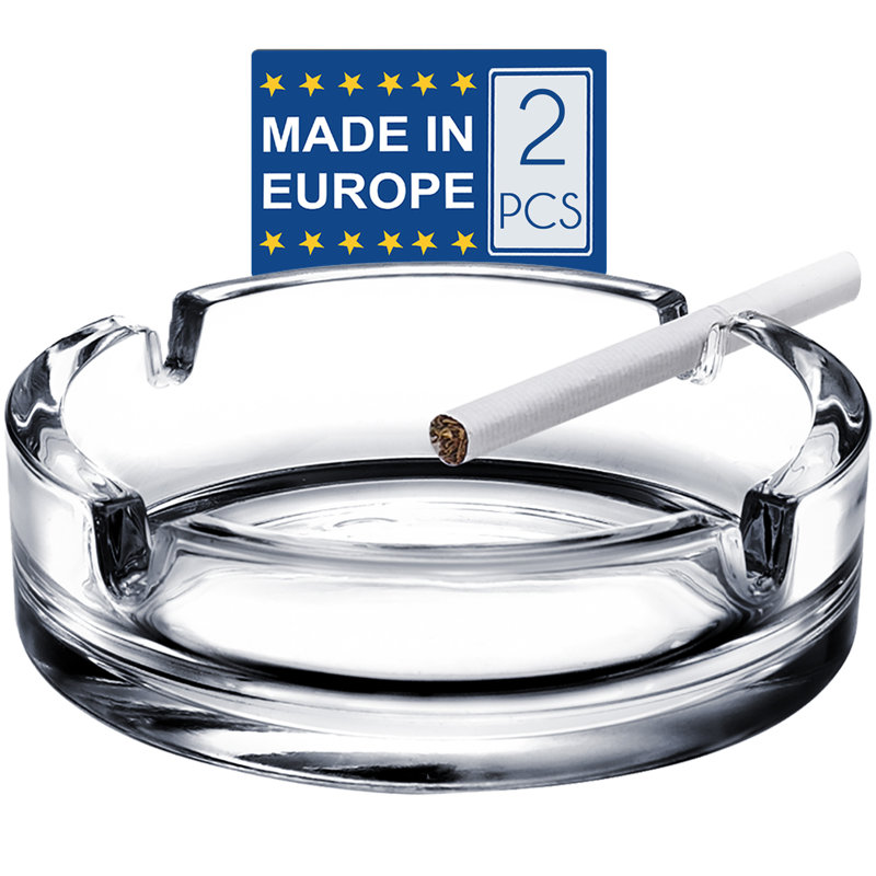 Clear Glass Large Cigar Ashtray with 4 Grooves