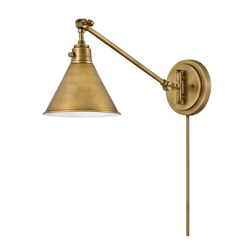 Arti Medium Swing Arm Single Light Wall Sconce with On/Off Switch, Heritage Brass