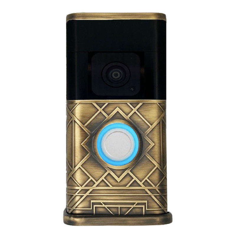 Housse de sonnette vidéo Art Deco (Ring 3, 3 Plus, 4, Batterie Plus, Compatible Batterie Pro), Laiton antique