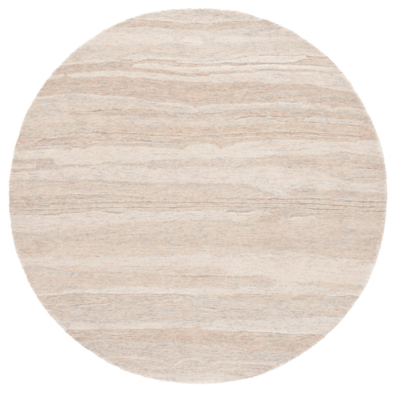 Moneak Ebony Hand Tufted Wool Pile Abstract Rug, Round 6'